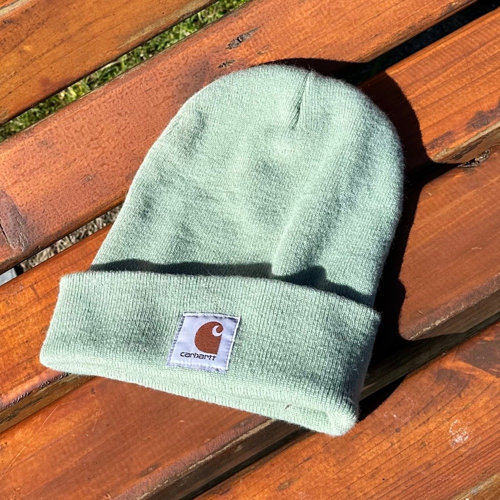 Carhartt Beanie Logo Hat A18 Light Green Knit Workwear Gorpcore Unisex OS